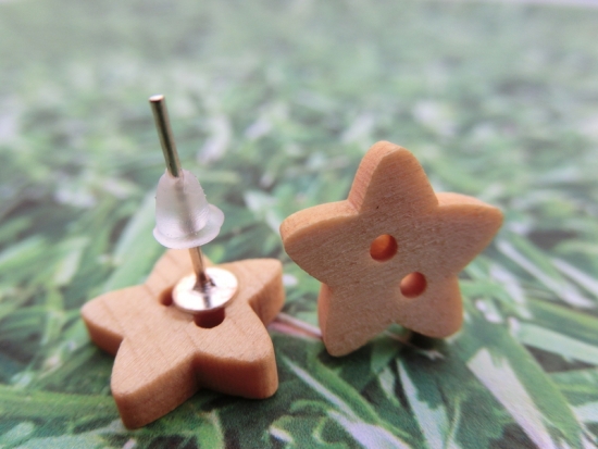 Stern Knopf Ohrstecker Nacht Himmel Holz Button